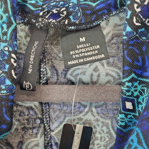 New Direction Blue Geo Print Cowl Neck Top Sz M NWT Preppy Casual Office Career - Picture 5 of 9